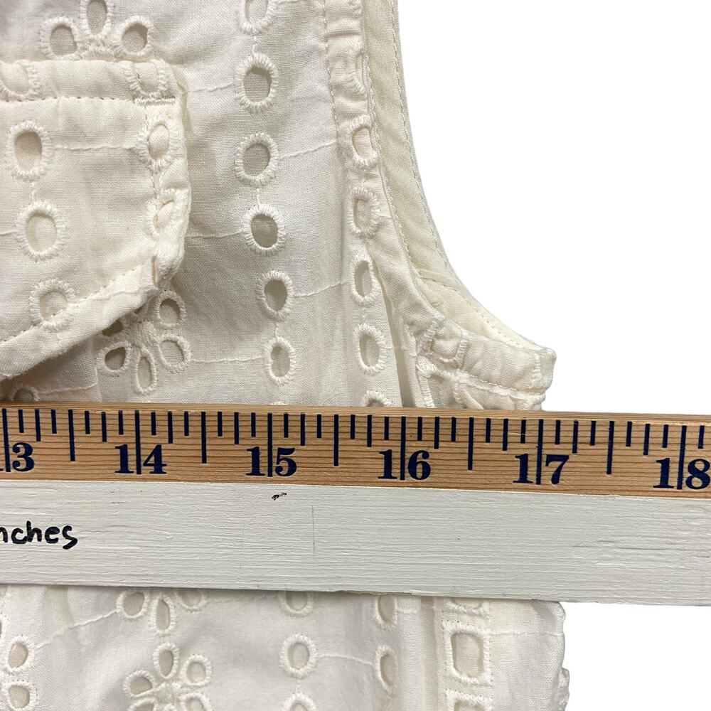 Banana Republic Eyelet Sleeveless Pocket Dress Ivory Size 6 - Picture 6 of 7